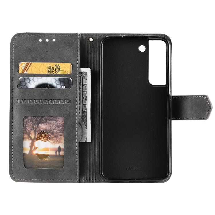 For Samsung Galaxy S22 5G Stitching Calf Texture Horizontal Flip Phone  Leather Case with Holder & Card Slots & Wallet