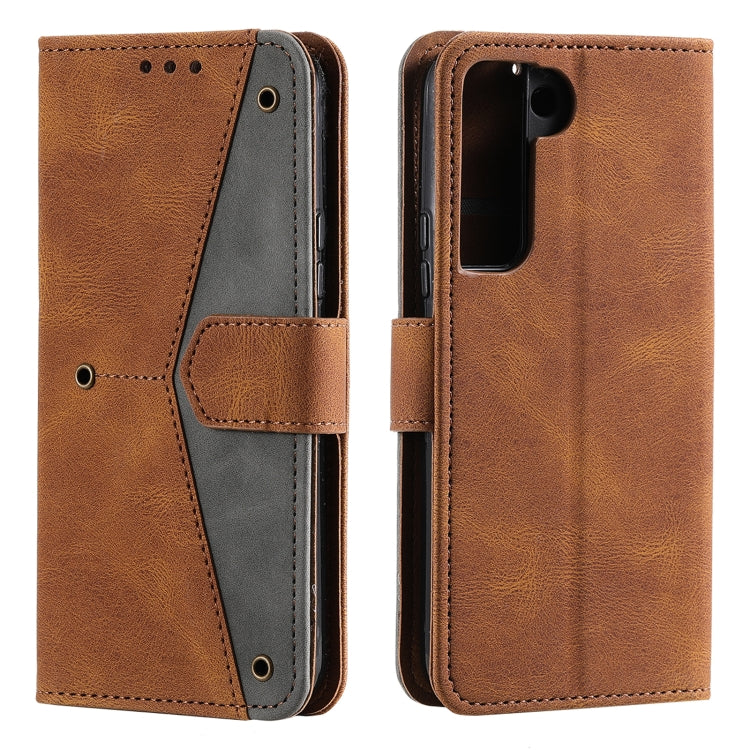 For Samsung Galaxy S22 5G Stitching Calf Texture Horizontal Flip Phone  Leather Case with Holder & Card Slots & Wallet