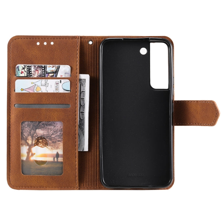 For Samsung Galaxy S22 5G Stitching Calf Texture Horizontal Flip Phone  Leather Case with Holder & Card Slots & Wallet
