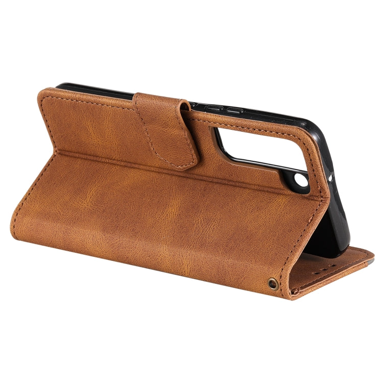 For Samsung Galaxy S22 5G Stitching Calf Texture Horizontal Flip Phone  Leather Case with Holder & Card Slots & Wallet