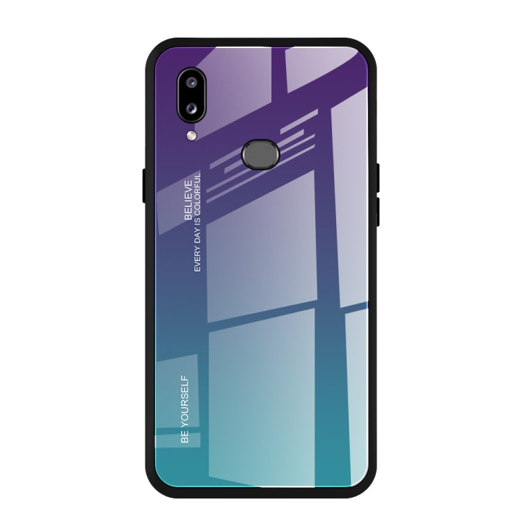 For Galaxy A10s Gradient Color Glass Case