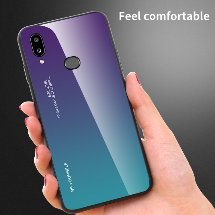 For Galaxy A10s Gradient Color Glass Case
