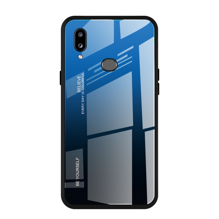 For Galaxy A10s Gradient Color Glass Case