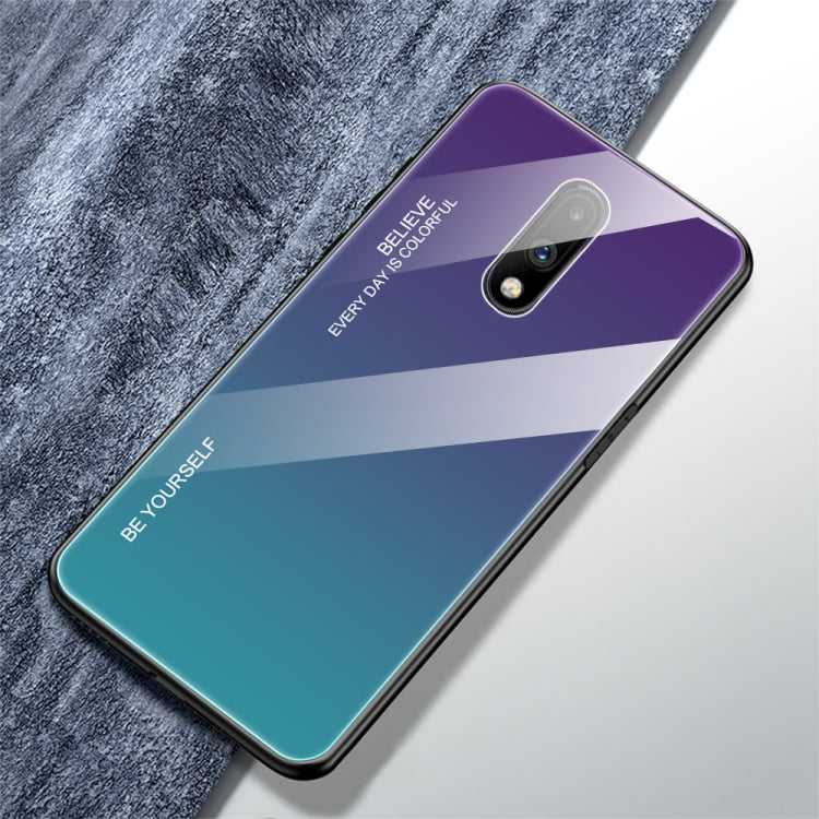 For OnePlus 7 Gradient Color Glass Case
