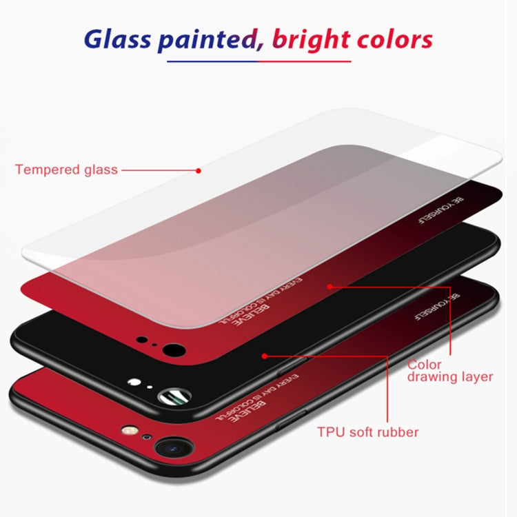 For iPhone SE 2022 / SE 2020 / 8 / 7 Gradient Color Glass Case