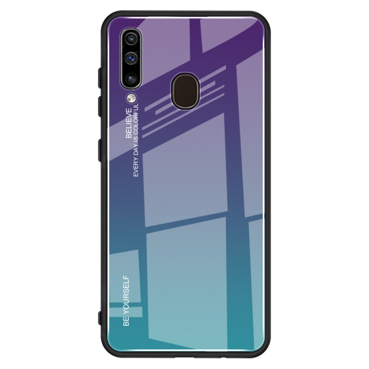 For Galaxy A60 Gradient Color Glass Case
