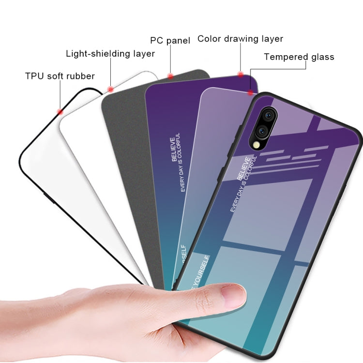 For Galaxy M10 Gradient Color Glass Case