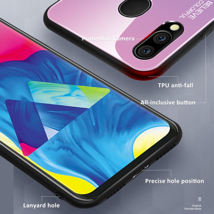 For Galaxy M20 Gradient Color Glass Case