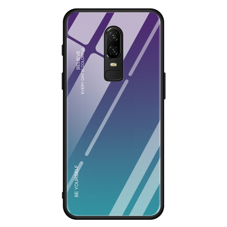For OnePlus 6 Gradient Color Glass Case