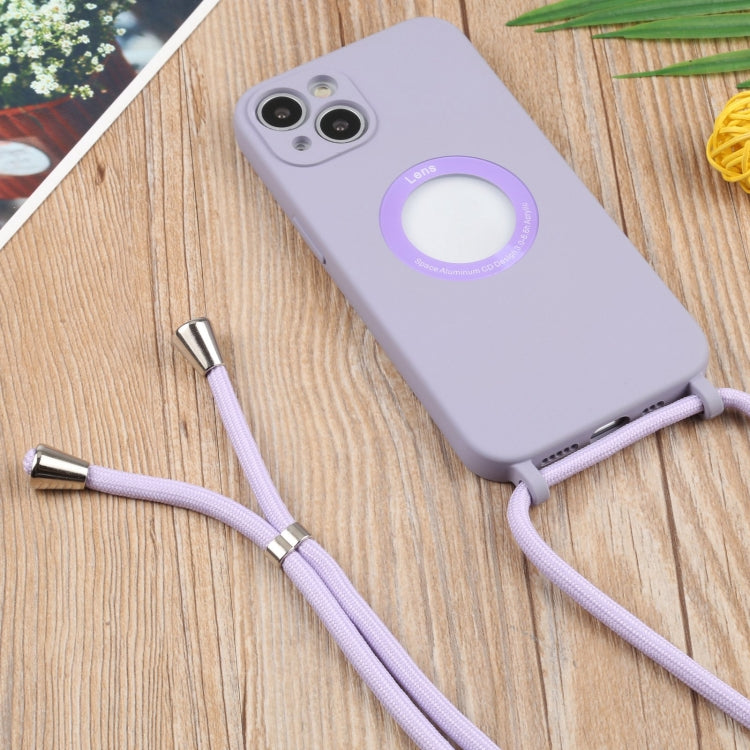 For iPhone 13 mini Acrylic Hollow Out Phone Case with Lanyard