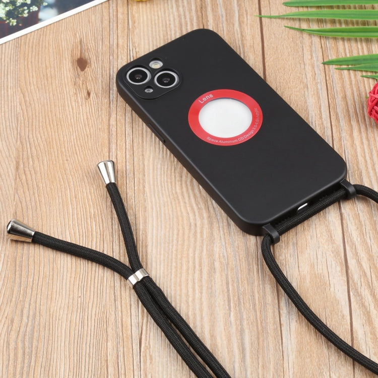 For iPhone 13 mini Acrylic Hollow Out Phone Case with Lanyard