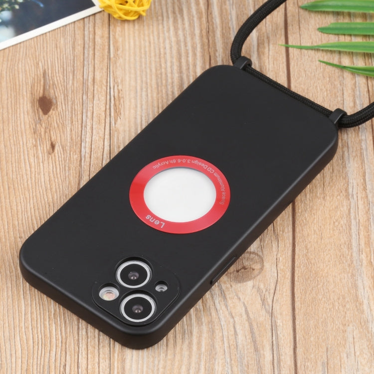 For iPhone 13 mini Acrylic Hollow Out Phone Case with Lanyard