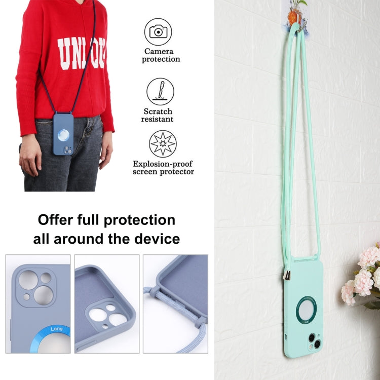 For iPhone 13 mini Acrylic Hollow Out Phone Case with Lanyard