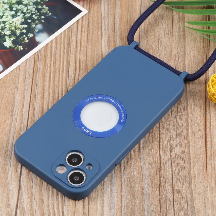 For iPhone 13 mini Acrylic Hollow Out Phone Case with Lanyard