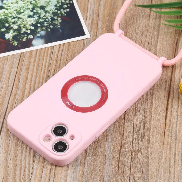 For iPhone 13 mini Acrylic Hollow Out Phone Case with Lanyard
