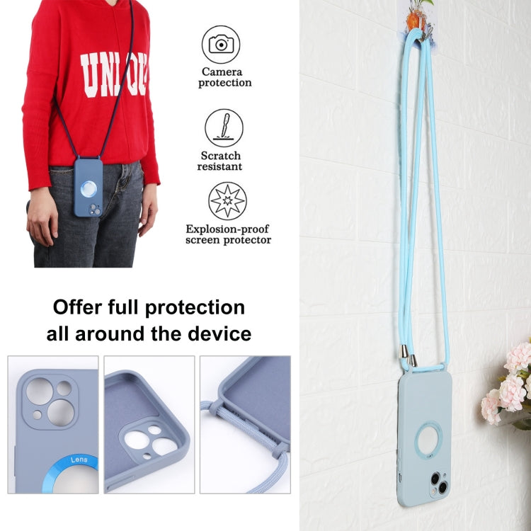 For iPhone 13 mini Acrylic Hollow Out Phone Case with Lanyard