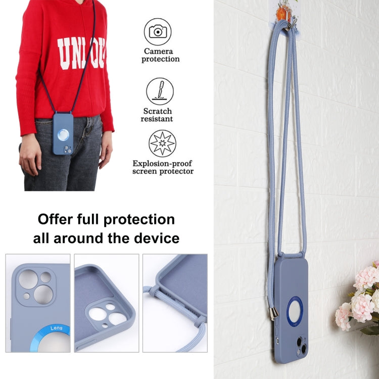 For iPhone 13 Acrylic Hollow Out Phone Case with Lanyard