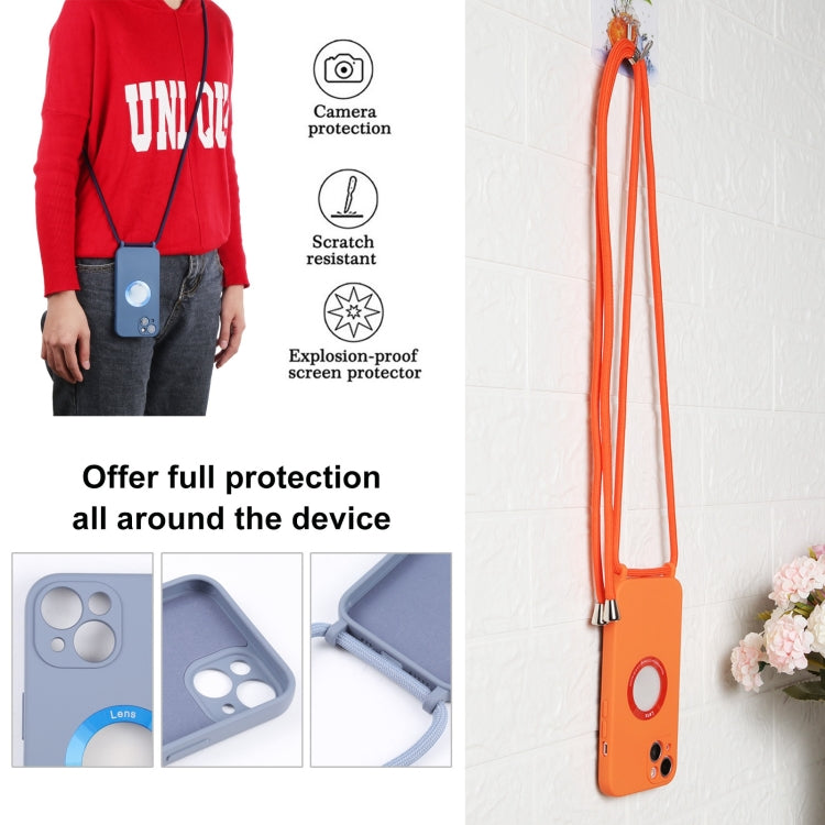 For iPhone 13 Acrylic Hollow Out Phone Case with Lanyard