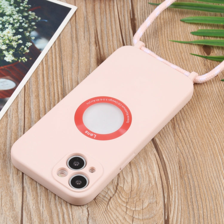 For iPhone 13 Acrylic Hollow Out Phone Case with Lanyard