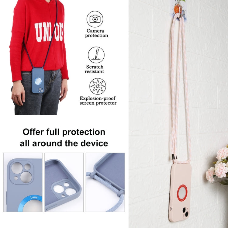 For iPhone 13 Acrylic Hollow Out Phone Case with Lanyard