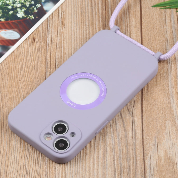 For iPhone 13 Acrylic Hollow Out Phone Case with Lanyard