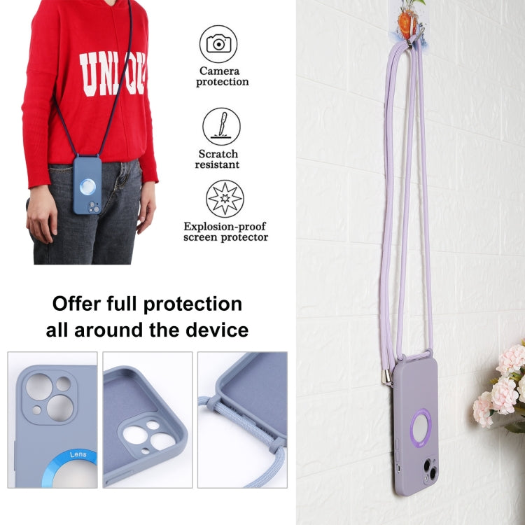 For iPhone 13 Acrylic Hollow Out Phone Case with Lanyard