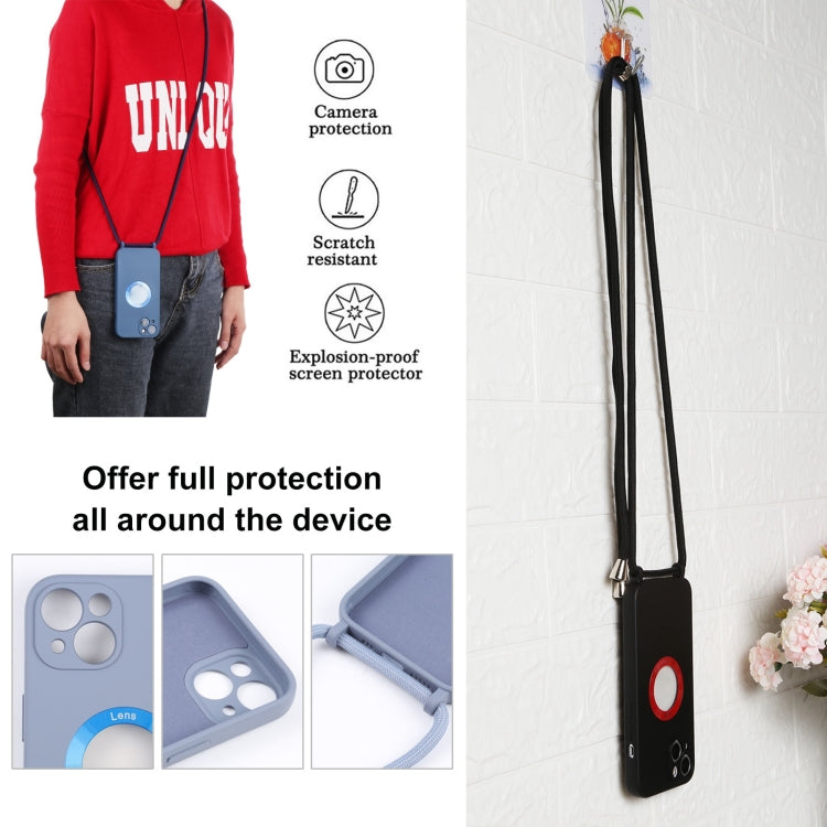 For iPhone 13 Acrylic Hollow Out Phone Case with Lanyard