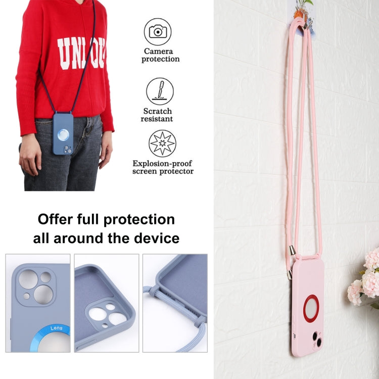 For iPhone 13 Acrylic Hollow Out Phone Case with Lanyard