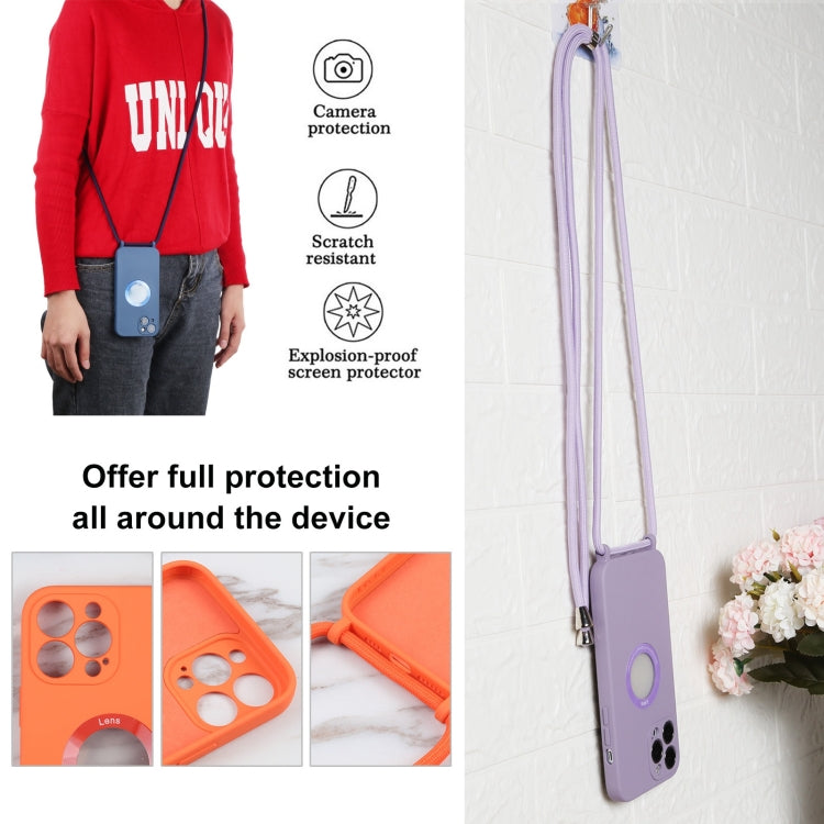 For iPhone 13 Pro Acrylic Hollow Out Phone Case with Lanyard