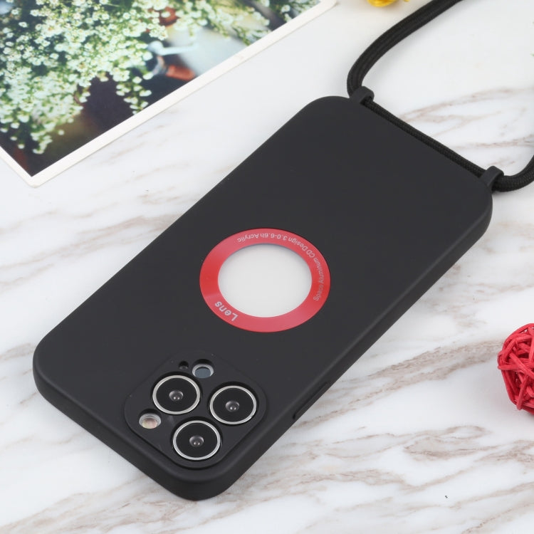 For iPhone 13 Pro Acrylic Hollow Out Phone Case with Lanyard