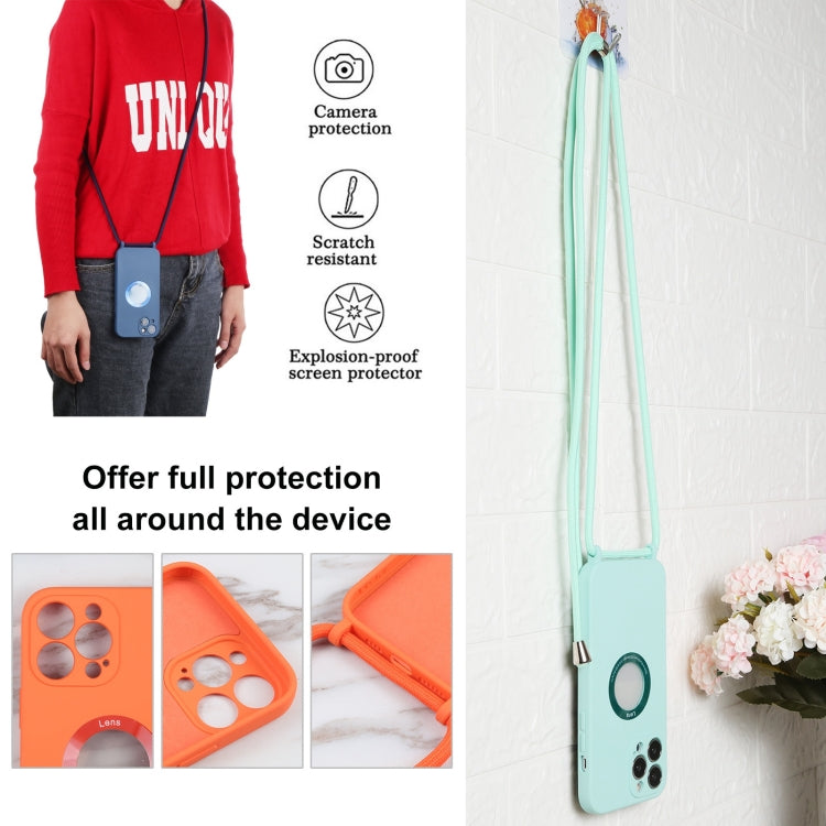 For iPhone 13 Pro Acrylic Hollow Out Phone Case with Lanyard