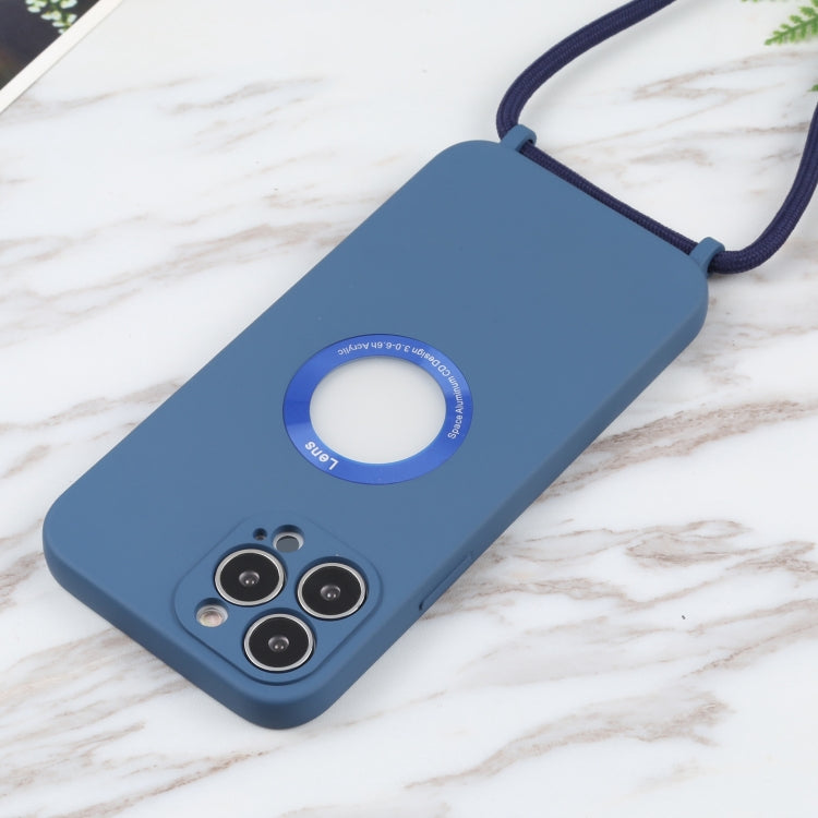 For iPhone 13 Pro Acrylic Hollow Out Phone Case with Lanyard