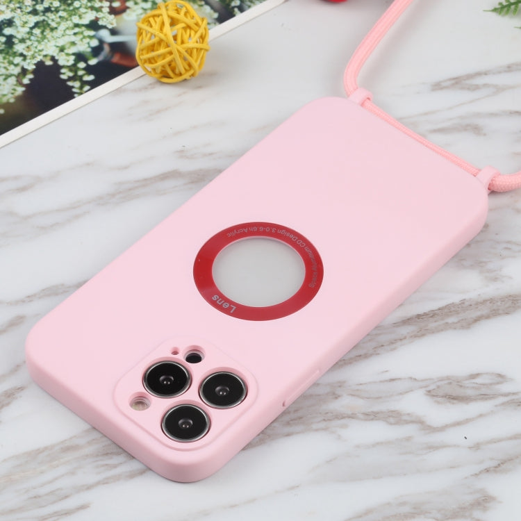 For iPhone 13 Pro Acrylic Hollow Out Phone Case with Lanyard