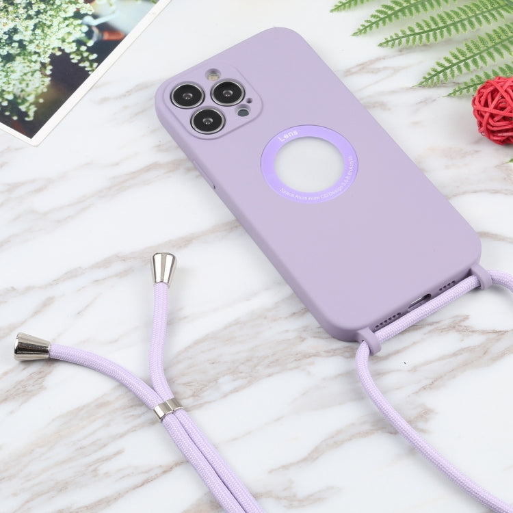 For iPhone 13 Pro Max Acrylic Hollow Out Phone Case with Lanyard