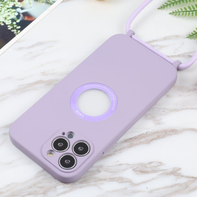 For iPhone 13 Pro Max Acrylic Hollow Out Phone Case with Lanyard