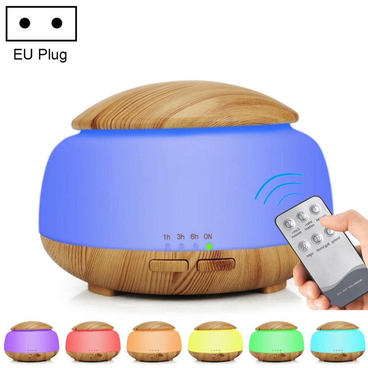 Wood Grain Humidifier Air Purifier Ultrasonic Atomization Household Aromatherapy Machine with Colorful LED Light Automatic Alcohol Sprayer, Plug Specification:EU Plug
