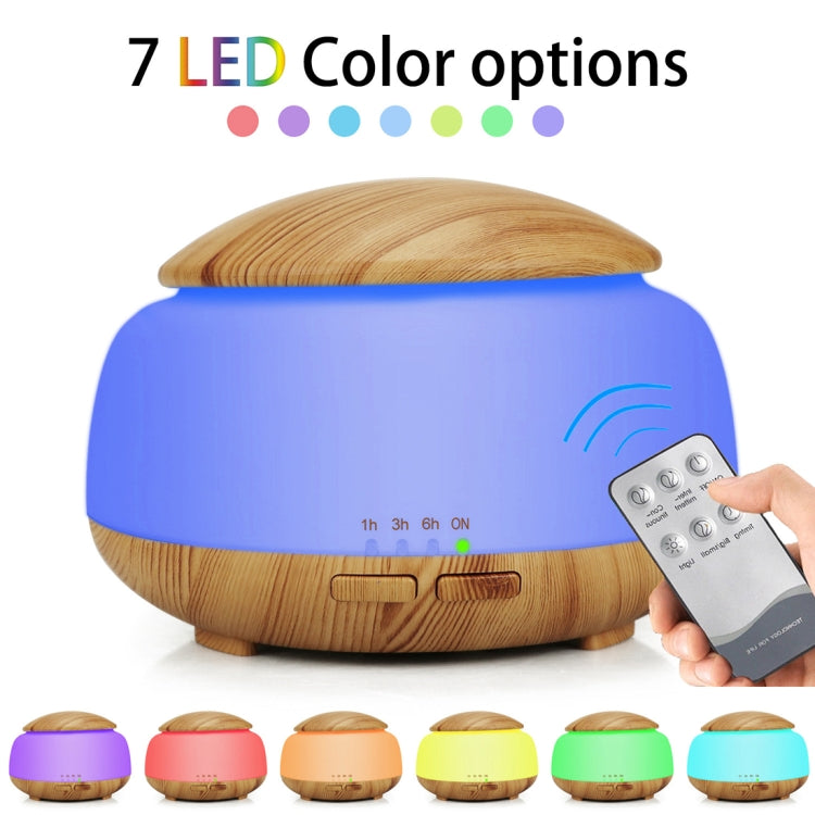 Wood Grain Humidifier Air Purifier Ultrasonic Atomization Household Aromatherapy Machine with Colorful LED Light Automatic Alcohol Sprayer, Plug Specification:EU Plug