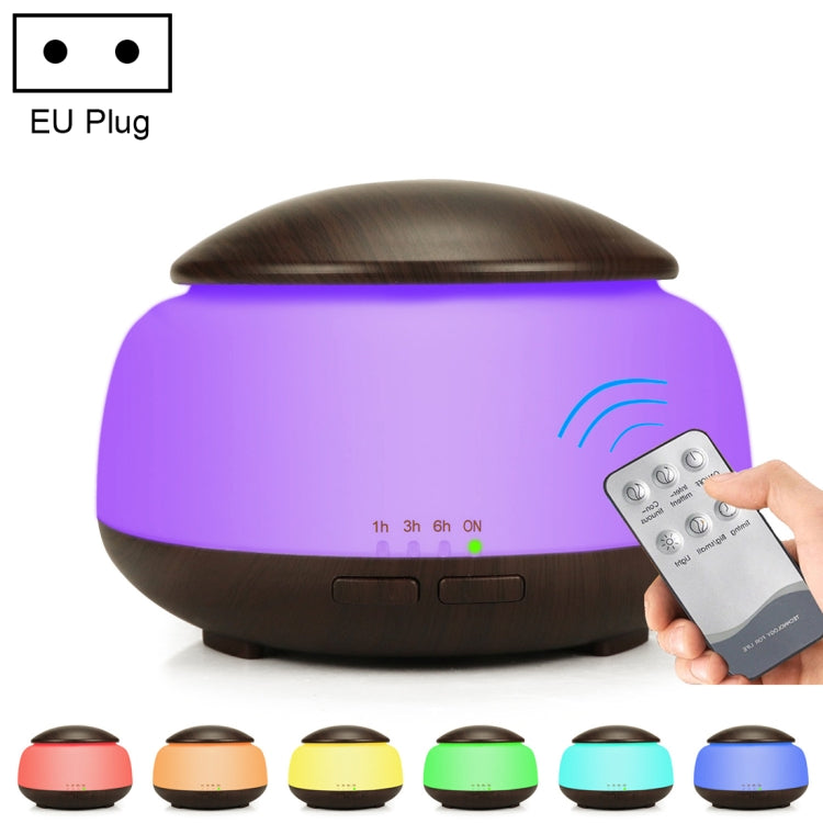 Wood Grain Humidifier Air Purifier Ultrasonic Atomization Household Aromatherapy Machine with Colorful LED Light Automatic Alcohol Sprayer, Plug Specification:EU Plug