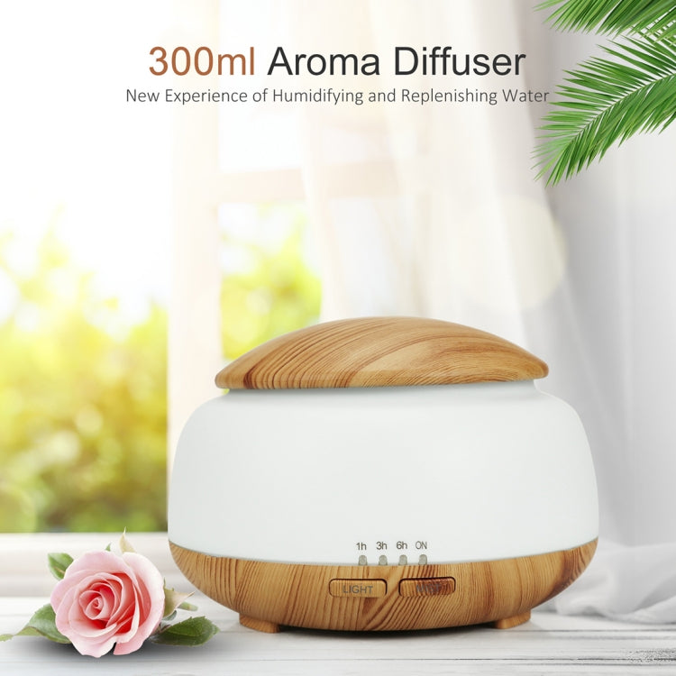 Wood Grain Humidifier Air Purifier Ultrasonic Atomization Household Aromatherapy Machine with Colorful LED Light Automatic Alcohol Sprayer, Plug Specification:EU Plug