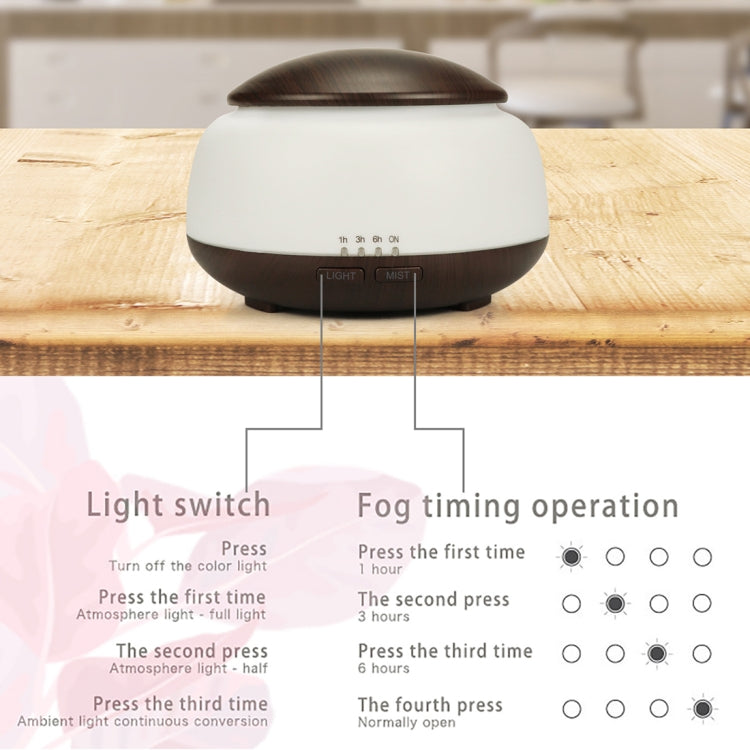 Wood Grain Humidifier Air Purifier Ultrasonic Atomization Household Aromatherapy Machine with Colorful LED Light Automatic Alcohol Sprayer, Plug Specification:UK Plug