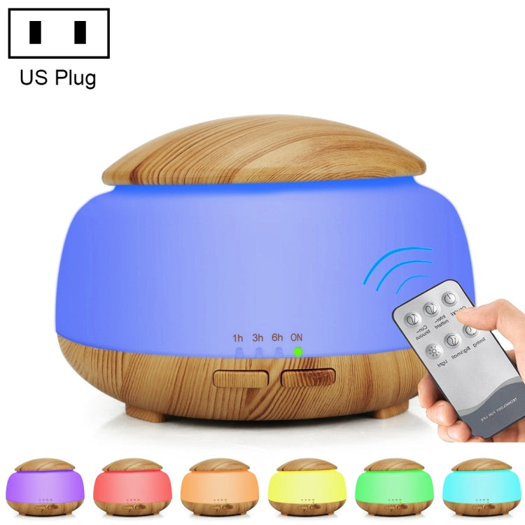 Wood Grain Humidifier Air Purifier Ultrasonic Atomization Household Aromatherapy Machine with Colorful LED Light Automatic Alcohol Sprayer, Plug Specification:US Plug
