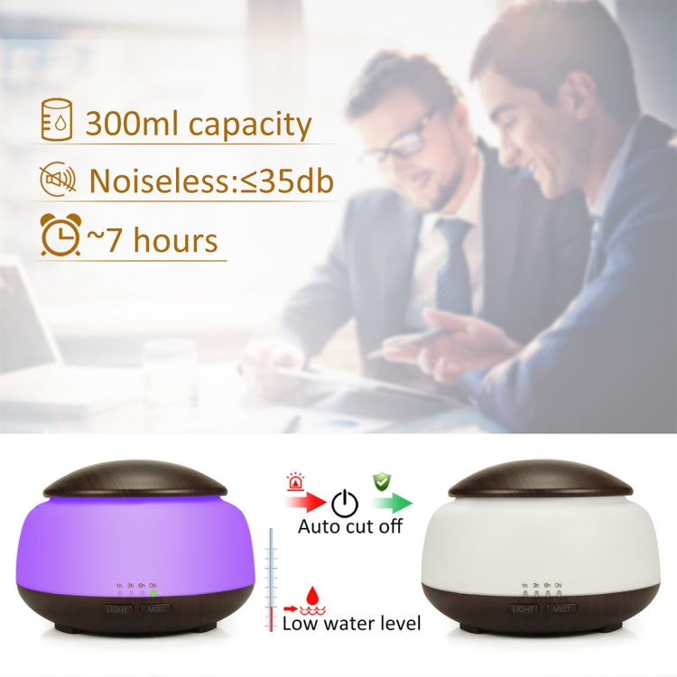 Wood Grain Humidifier Air Purifier Ultrasonic Atomization Household Aromatherapy Machine with Colorful LED Light Automatic Alcohol Sprayer, Plug Specification:US Plug