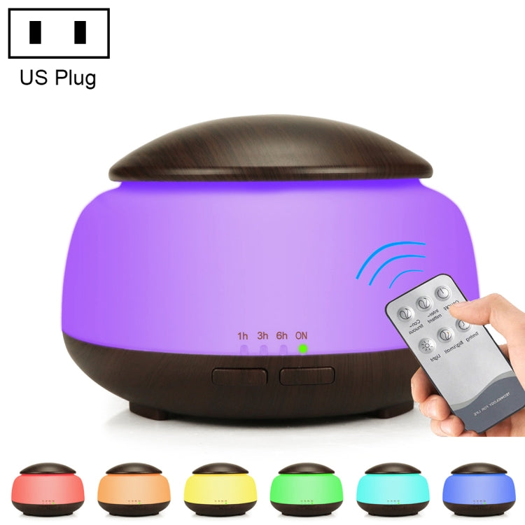 Wood Grain Humidifier Air Purifier Ultrasonic Atomization Household Aromatherapy Machine with Colorful LED Light Automatic Alcohol Sprayer, Plug Specification:US Plug