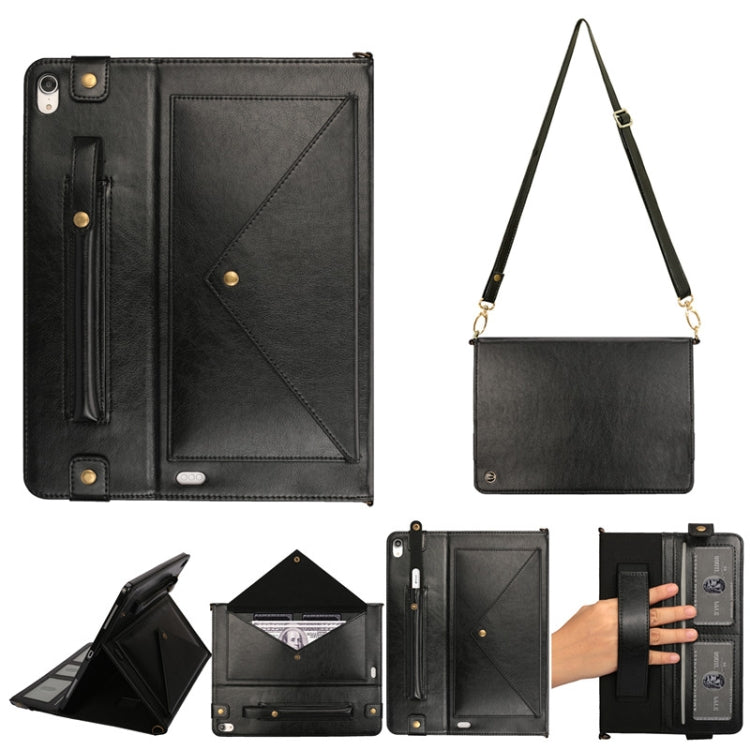 For iPad Pro 11 inch (2018) Envelope Horizontal Flip PU Leather Case with Card Slots & Pen Slots & Holder & Wallet & Photo Frame & Shoulder Strap