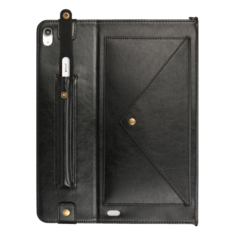 For iPad Pro 11 inch (2018) Envelope Horizontal Flip PU Leather Case with Card Slots & Pen Slots & Holder & Wallet & Photo Frame & Shoulder Strap
