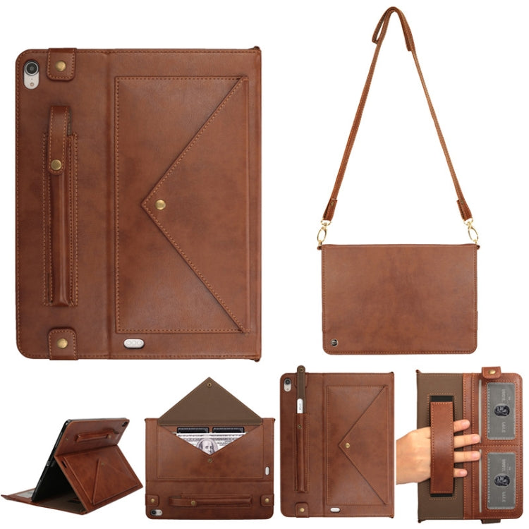 For iPad Pro 11 inch (2018) Envelope Horizontal Flip PU Leather Case with Card Slots & Pen Slots & Holder & Wallet & Photo Frame & Shoulder Strap