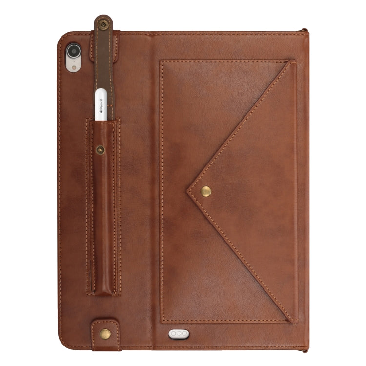 For iPad Pro 11 inch (2018) Envelope Horizontal Flip PU Leather Case with Card Slots & Pen Slots & Holder & Wallet & Photo Frame & Shoulder Strap