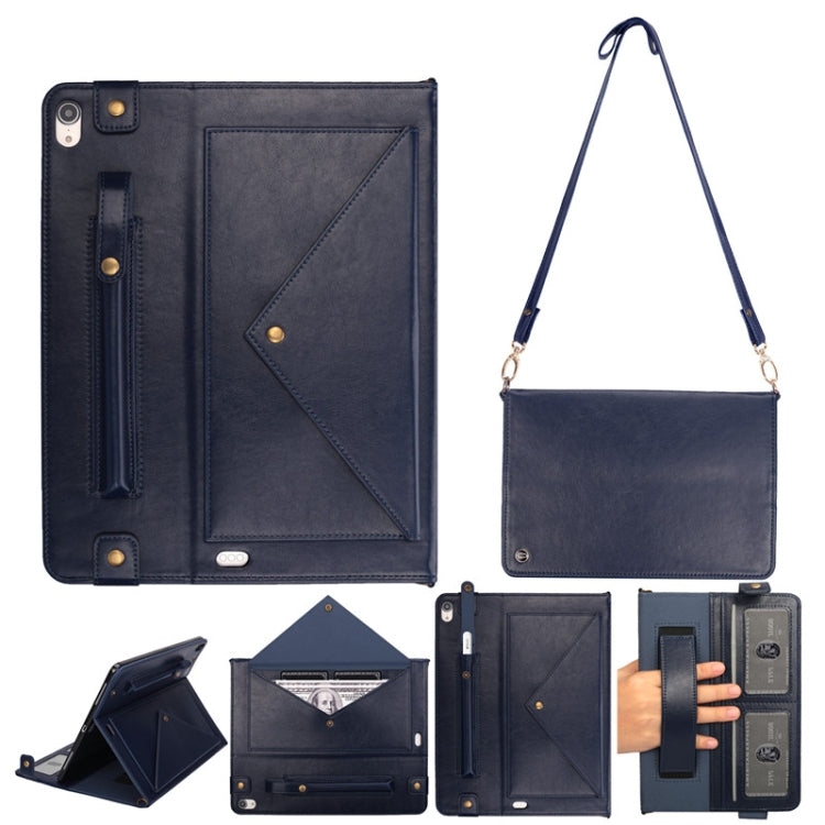 For iPad Pro 11 inch (2018) Envelope Horizontal Flip PU Leather Case with Card Slots & Pen Slots & Holder & Wallet & Photo Frame & Shoulder Strap
