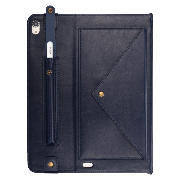 For iPad Pro 11 inch (2018) Envelope Horizontal Flip PU Leather Case with Card Slots & Pen Slots & Holder & Wallet & Photo Frame & Shoulder Strap