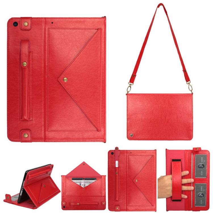 For iPad 10.2 2021 / 2020 / 2019 Envelope Horizontal Flip PU Leather Case with Card Slots & Pen Slots & Holder & Wallet & Photo Frame & Shoulder Strap